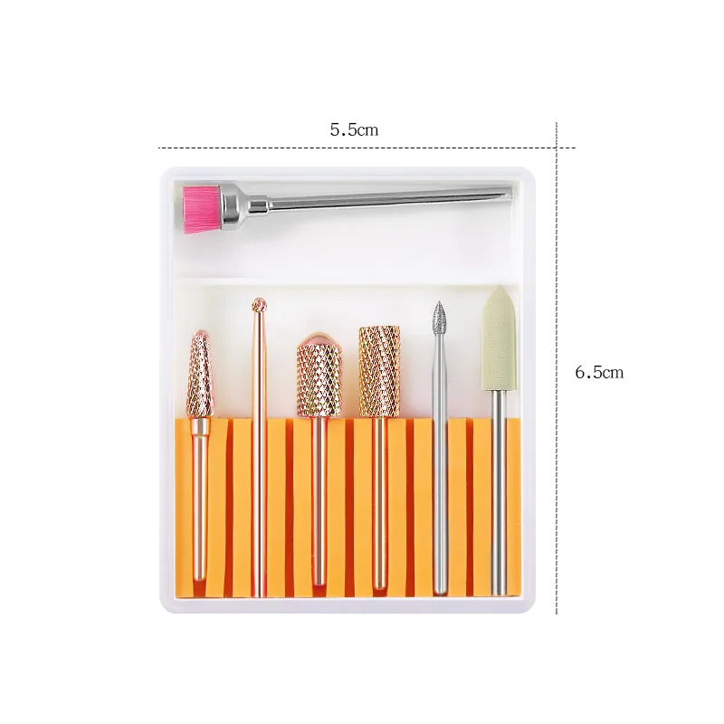  7PCS Ceramic Diamond Nail Drill Bits Set Milling Cutters Electric Manicure Pedicure Machine Gel Rem