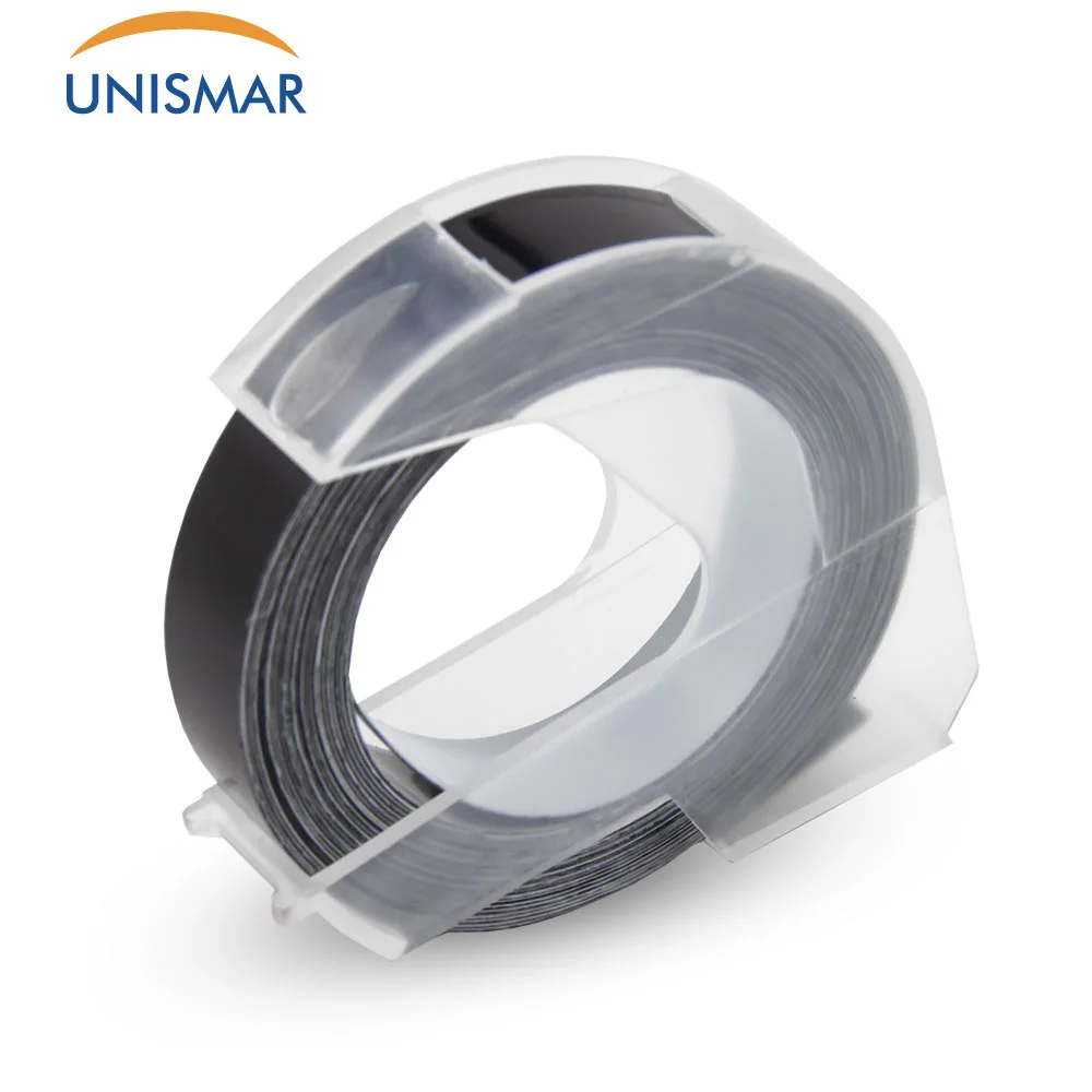 Unismar 100 шт 9 мм Dymo 3D черная пластиковая лента с тиснением для тиснения этикеток
