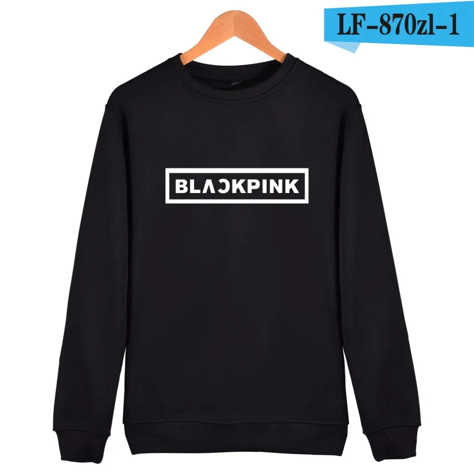 Black Одежда для девочек в Корейском стиле группы Blackpink толстовки кофты Женская обувь черного, розового цвета в стиле Харадзюку Толстовка Camisas Feminina KPOP одежда с принтом Blackpink - Цвет: Black