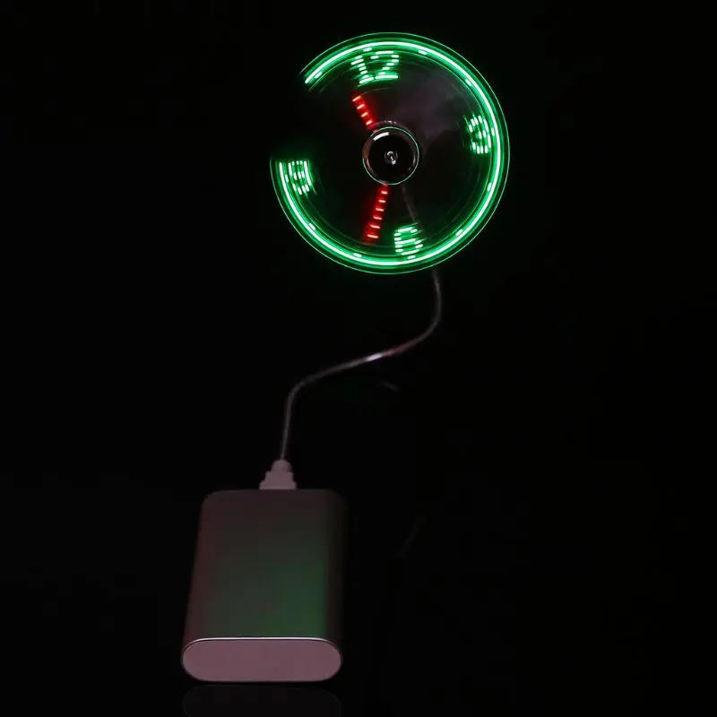 Гибкий USB светодиодный вентилятор-часы с дисплеем в реальном времени для ноутбука D08B