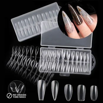 

Clear Fake Long Ballerina Nails Clear Coffin Fake Nails Traceless and Ultrathin Better fit Nail Press Art Tips 504pcs/box