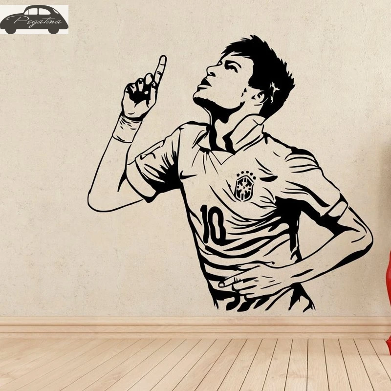 DCTAL Neymar Football Player Sticker Sports Soccer Decal Helmets Kids Room Name Posters Vinyl Wall Decals Football Sticker