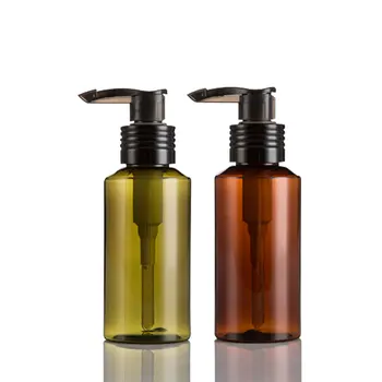 

40pcs 100ml Brown /green cosmetics bottles 100cc empty emulsion pump bottle 100cc plastic screw pump bottle PET bottle