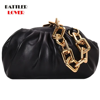 

New Style Women Punk Wide Chain Design Hobos Totes Night Club Party Purse Clutch Female Handbag Shoudler Bag