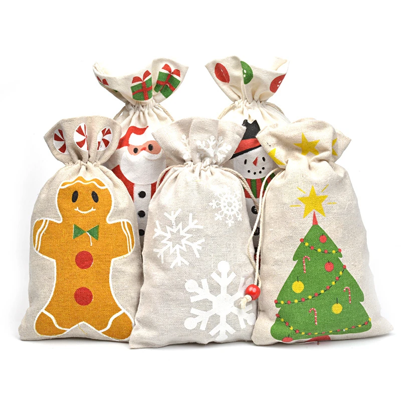 Download Dropship Christmas Gift Bag New Linen Bundle Pocket Cartoon Snowflake Halloween Candy Bag Santa Gift Bag Christmas Decor 13 23cm Stockings Gift Holders Aliexpress