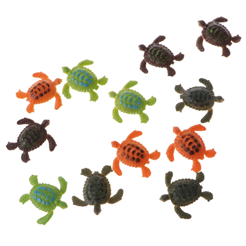 Remplissage de sac de fête, 12 pièces, figurines en plastique, tortues, animaux, pour filles et garçons