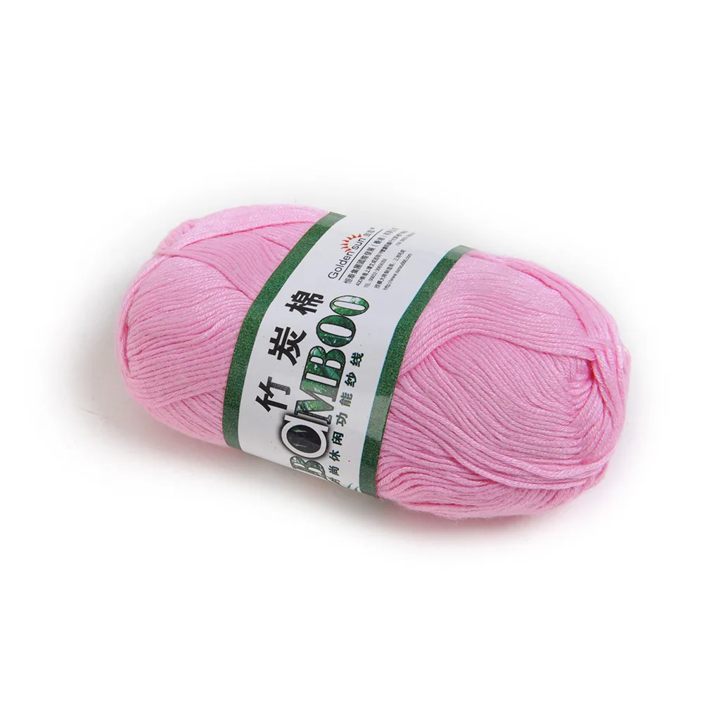 Peach Pink Популярные цвета супер мягкая натуральная гладкая бамбуковая хлопчатобумажная трикотажная пряжа - Цвет: Peach Pink