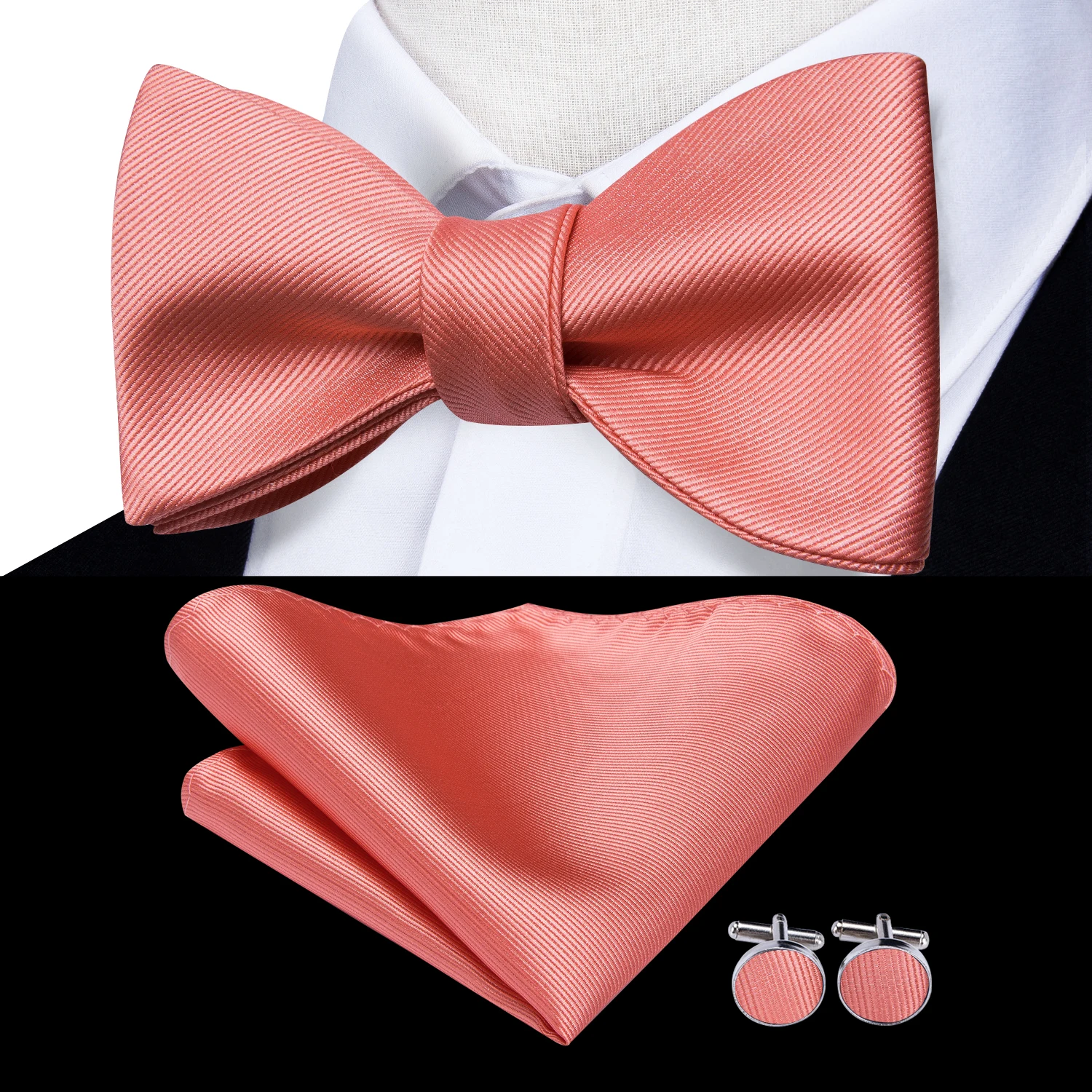 LH-2040 Hi-Tie Классический свадебный коралловый розовый Шелковый плетеный мужской бабочка самостоятельно регулируемый галстук-бабочка