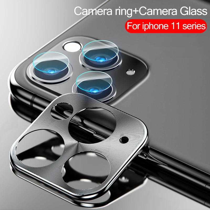 Metal Rear Camera Lens Case Cover For iphone 11 Pro Tempered Glass Guard Circle MAX Ring Bumper protector | Мобильные телефоны и