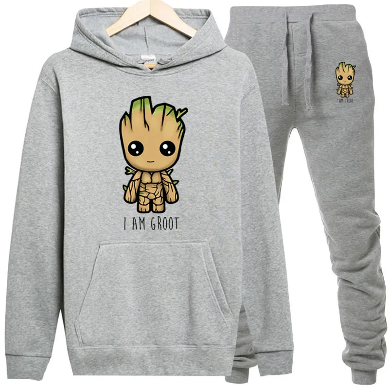 Толстовка newThe Avengers мужские толстовки костюм i im groot спортивный костюм для мужчин толстовка костюм толстовка+ спортивные штаны для бега с капюшоном для мужчин