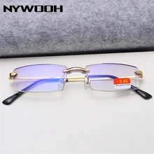 NYWOOH очки для близорукости, женские, мужские, анти-синий светильник, бизнес близорукие очки, без оправы, полимерные очки, унисекс-4,0