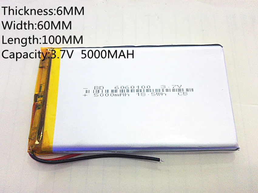 Полимерная литий-ионная батарея 6060100 3,7 V 5000MAH может быть настроена оптом CE FCC паспорт безопасности токсичных веществ сертификация качества