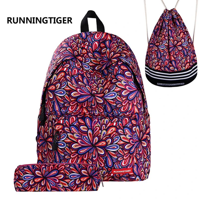 RUNNINGTIGER женский рюкзак для девочек школьные сумки с принтом Mochila рюкзаки