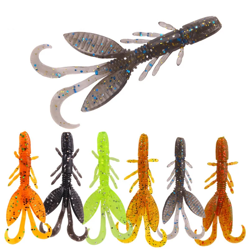  12pcs fishing set soft silicone bait worm shrimp lure micro swim fly wobbler spinning minnow lures 