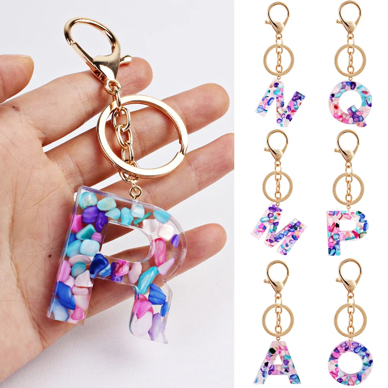 High Quality 1pc Gold Color Keyring 26 English Word English Letter