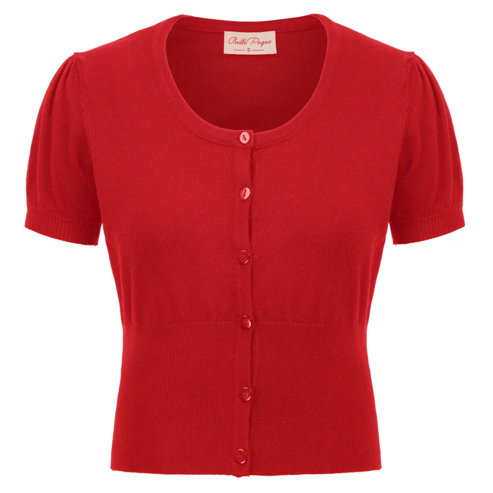 

BP Women tops Short Sleeve round Neck Button Placket Cropped Knitting vintage ladies tops solid color