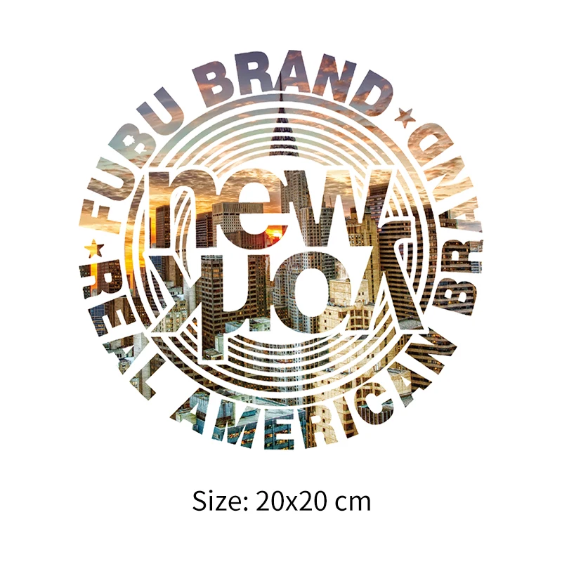 New York Badges Fashion Applique Set Iron On Transfer for Clothing Washable Stickers Eco-friendly Patches