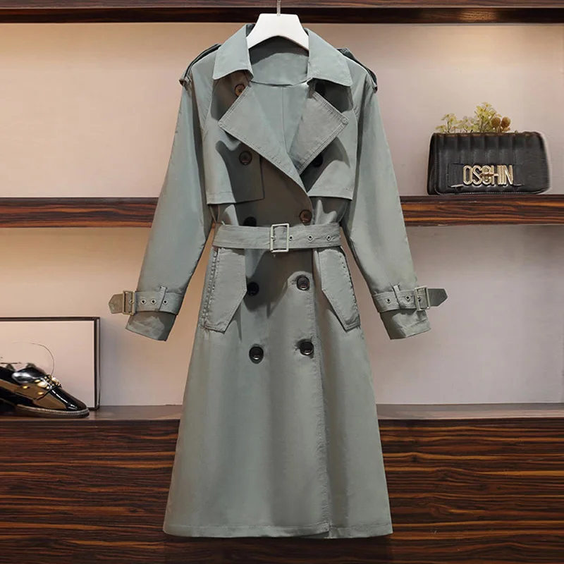 Women Trench Coat Slim High Waist Elegant Winter Lady Long Sleeve Turn-Down Collar Long Coats Autumn Casual Female Outwear