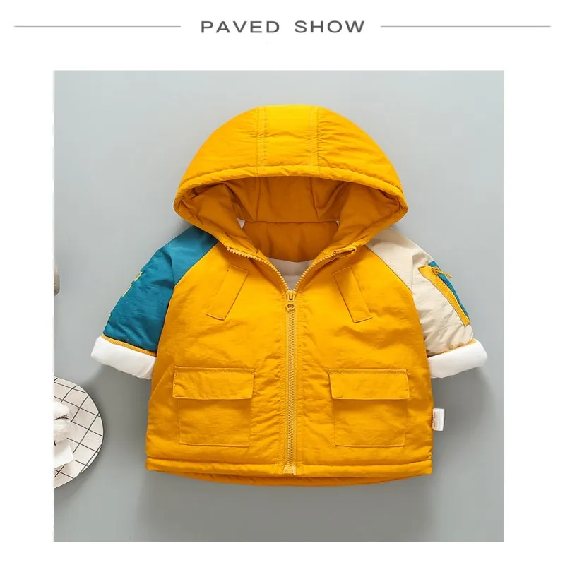 Yellow Новинка года; осенне-зимний теплый плотный хлопковый топ с рисунком для малышей; пальто для малышей модное ветрозащитное пальто для маленьких мальчиков и девочек - Цвет: Yellow