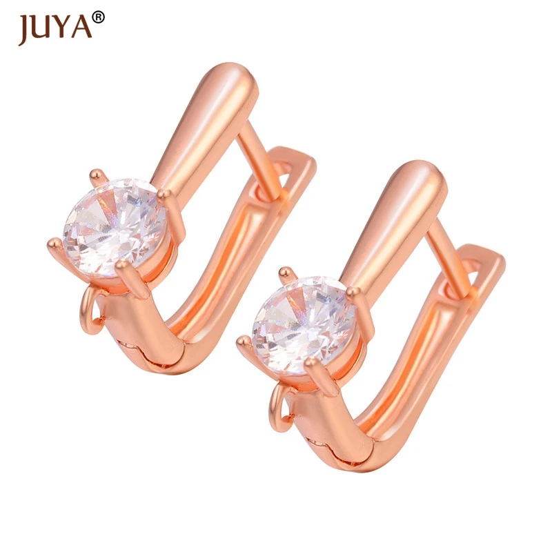 rose gold Аксессуары для изготовление сережек 4 цвета медь Циркон Leverback Серьги Крючки застежки фитинги,швензы - Цвет: rose gold