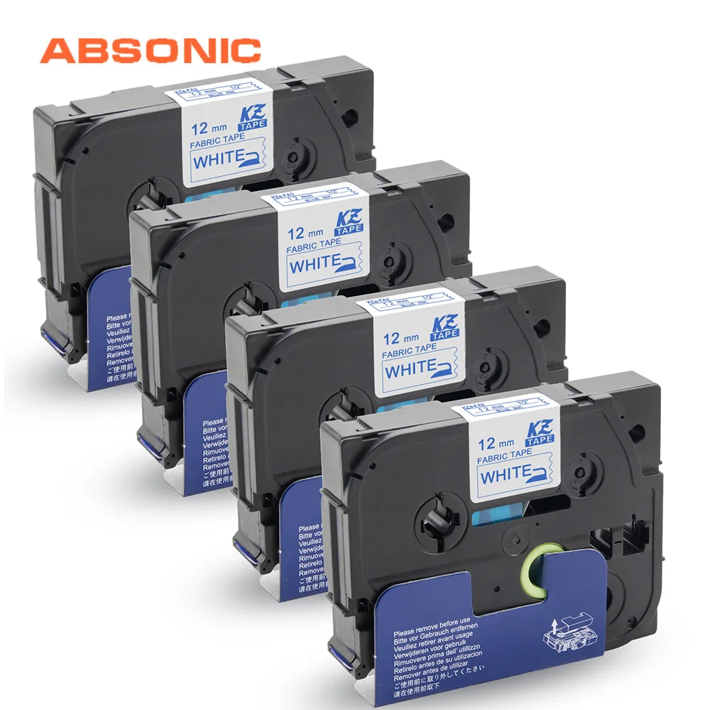 Absonic 4 шт. TZe TZ FA3 тканевые железные этикетки совместимый Брат 12 мм * 3 м синий на