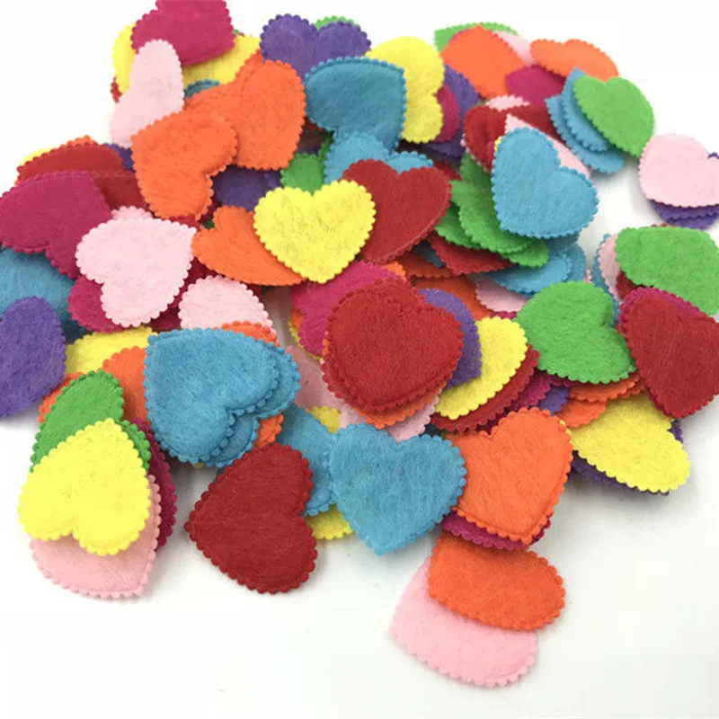 DIY 200 шт смешанные цвета высечки войлочные в форме сердца подходят для изготовления открыток украшения 20 мм