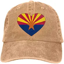 Унисекс Регулируемая джинсовая тканевая Кепка-бейсболка флаг Аризоны в форме сердца папа шляпа