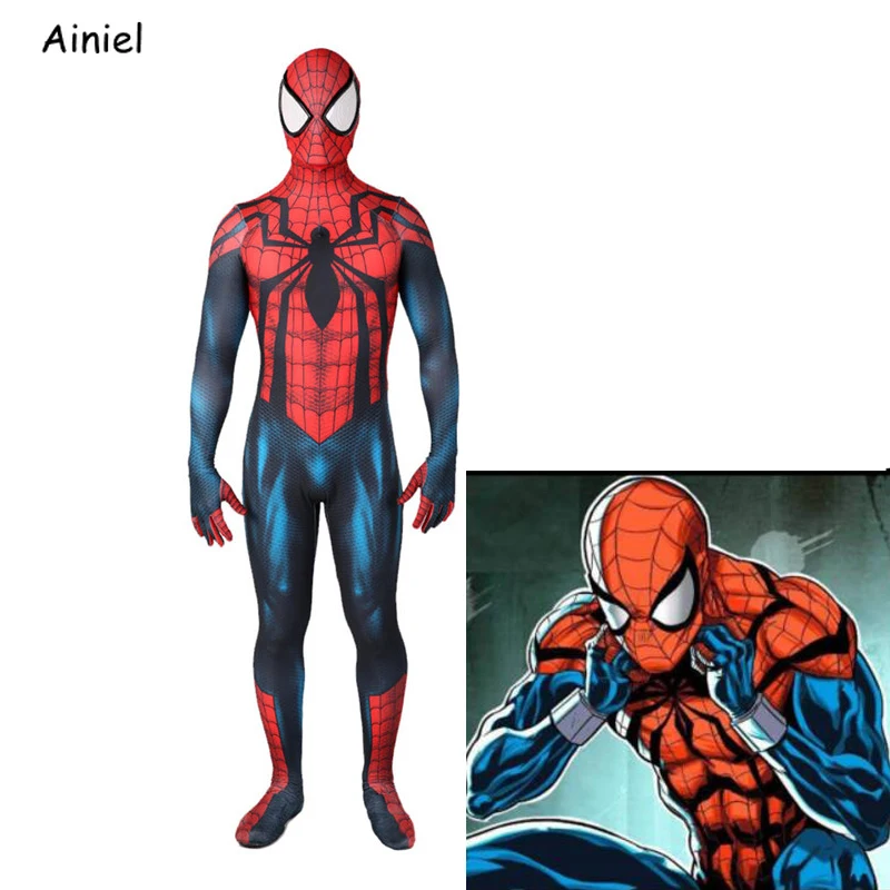

Scarlet Spider man Cospaly CostumeSpiderman Lycra Spider-man Bodysuit Suit Zentai Jumpsuits Super Hero Halloween Kids Adult