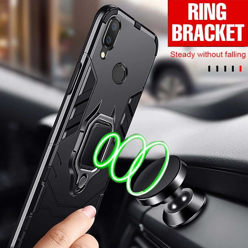Luxury Armor Metal Magentic Ring Phone Case For Xiaomi Redmi Note 8 7 6 5 K20 4
