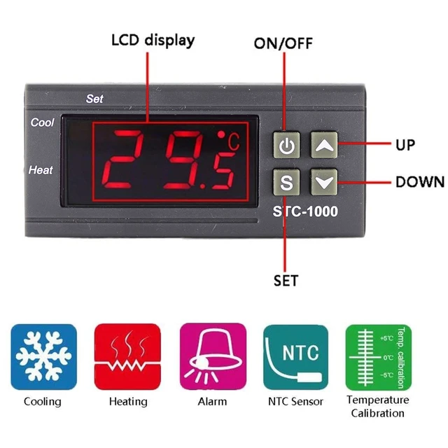 Acheter Thermostat d'incubateur de régulateur de température numérique STC  3008, thermorégulateur 12V 24V 220V