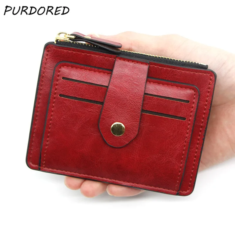 PURDORED-cartera de cuero para hombre y mujer, Tarjetero Unisex delgado con Soporte para tarjeta suave, a la moda, 1 unidad