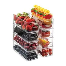 

1pc Refrigerator Organizer Bins Stackable Fridge Food Storage Box with Handle Clear Plastic Pantry Food Freezer Organizer Tool