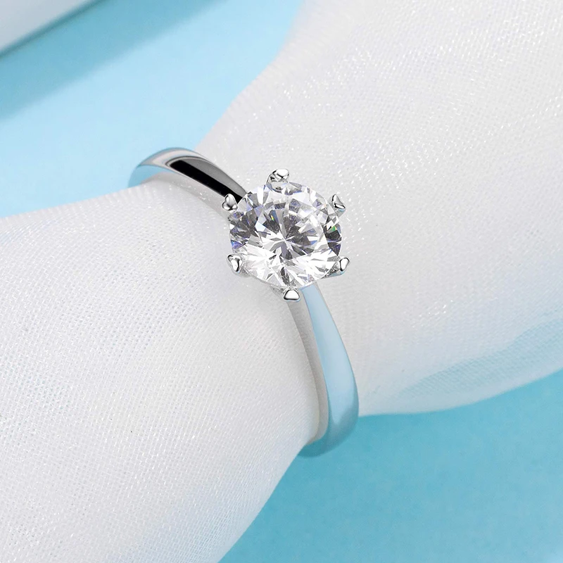 

925 silver ring heart 6 claws Smooth setting Moissanite ring Engagement Anniversary Ring 1ct round excellent cut