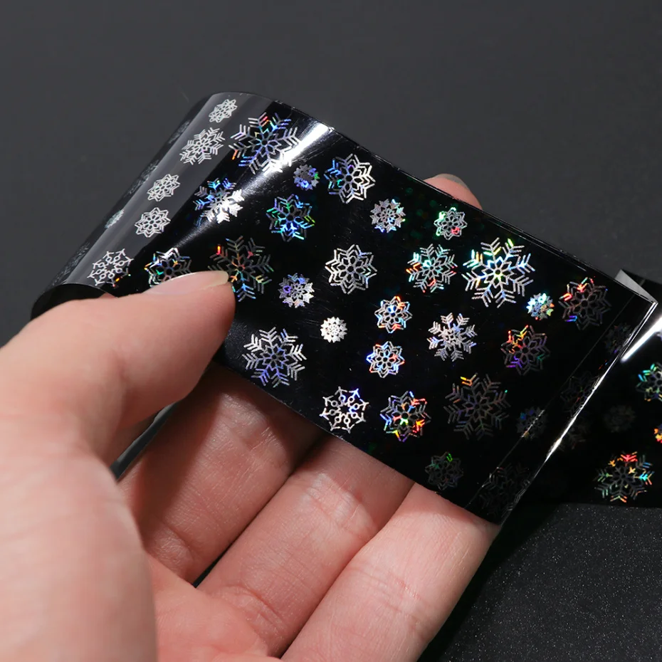 5pcs Christmas Nails Foils Stickers Holo Snowflake Starry Paper Stripe Sliders for Nail Art Decor Full Wraps Foil Set LA751-1
