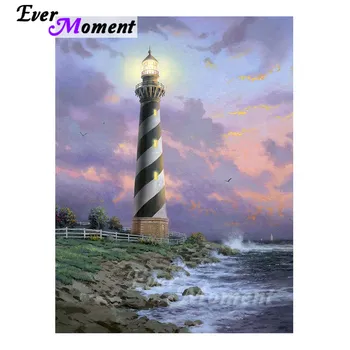 

Ever Moment Diamond Painting Cross Stitch Lighthouse Scenery Full Square Drills DIY Handicrafts Room Art Decoration Gifts 4Y1227