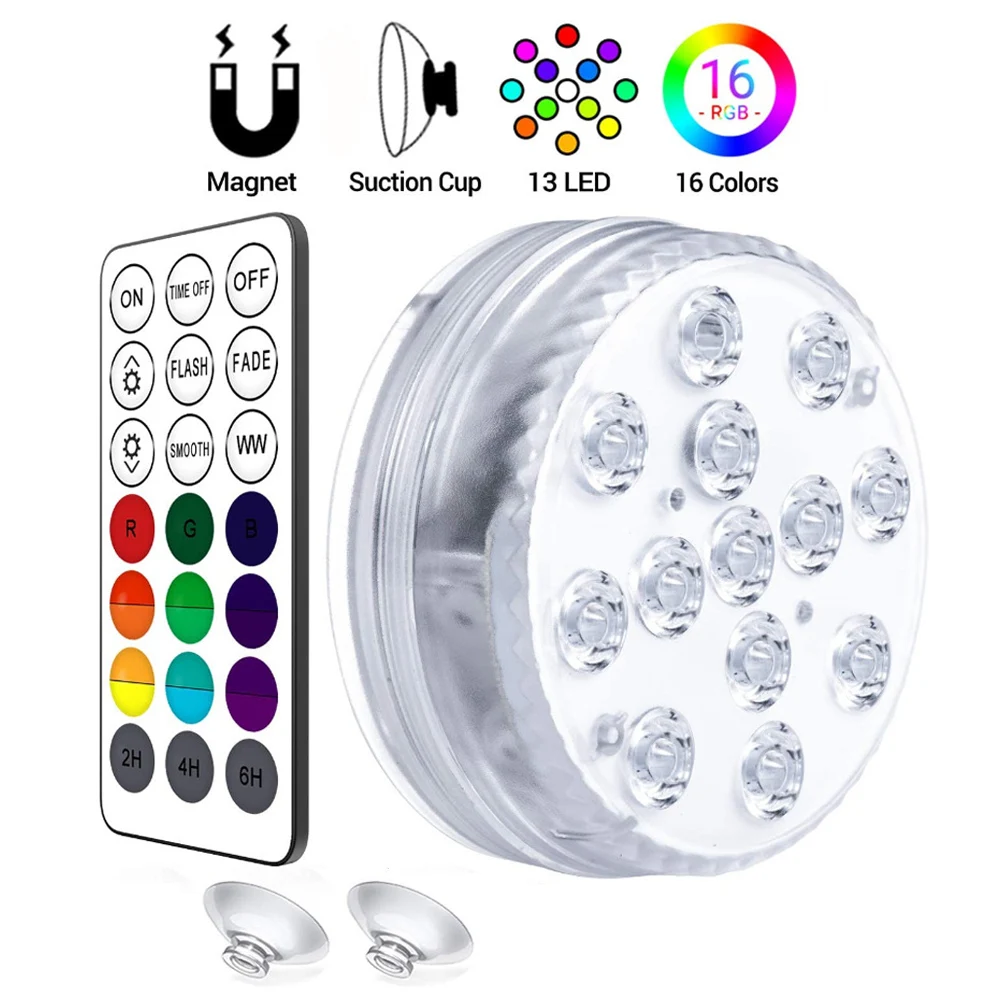 

IP68 Waterproof Submersible Light Magnetic Underwater Night Light Fish Tank Ambient Lamp Outdoor Garden Pastry Decoration Lights