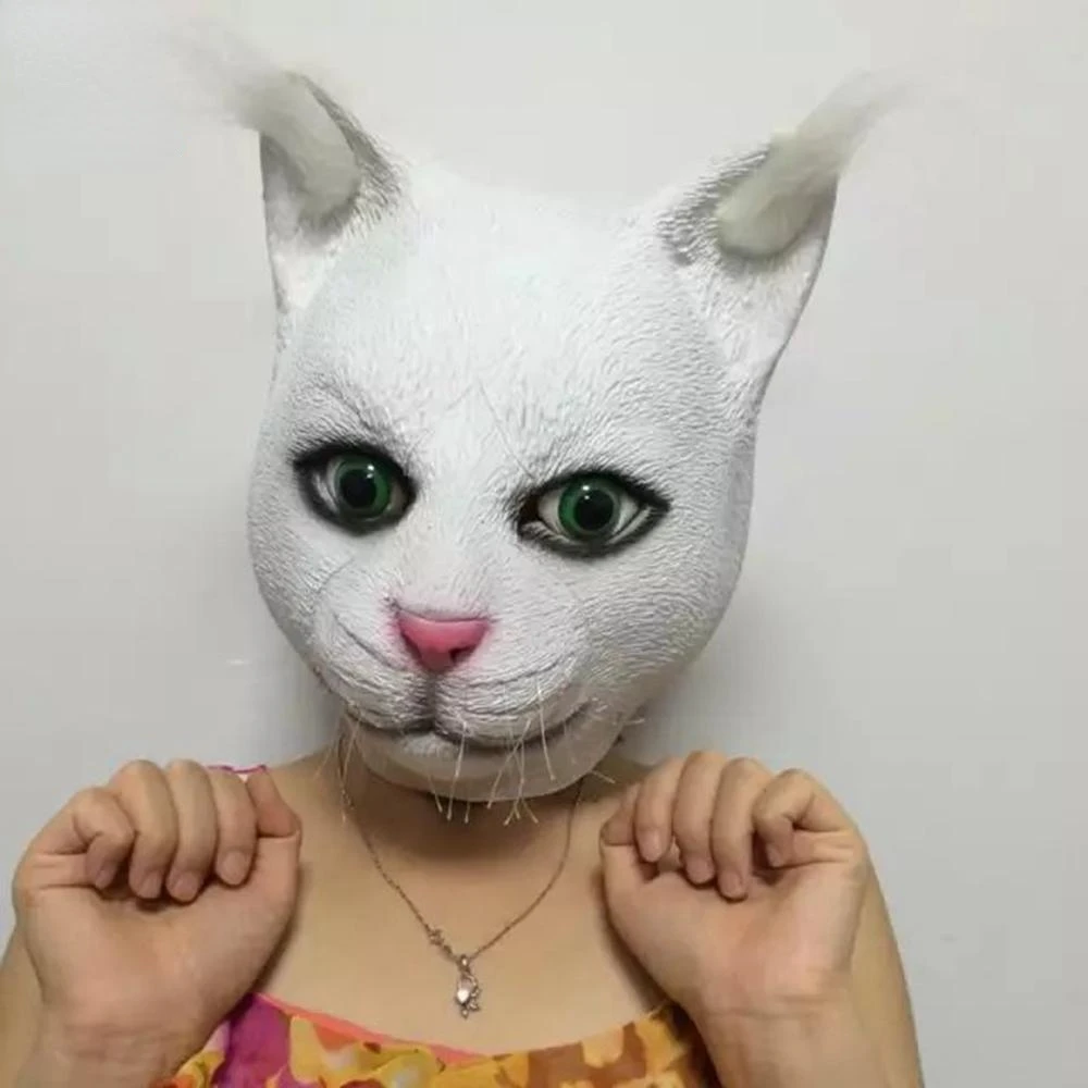 Милая Реалистичная латексная маска с кошкой для Хэллоуина на все лицо взрослых