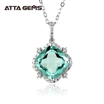 

Created Green Crystal Cushion Pendant for Women Party Anniversary Silver Jewelry Birthday Gift for Wife S925 Fine Jewelry Design