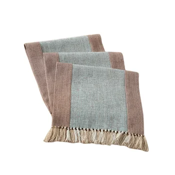 

Tassel Double Table Runners Household Table Cloth Cotton Linen Table Double Cloth (Blue Size 1)
