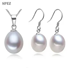 Серебряные жемчужные Ювелирные наборы, натуральный пресноводный жемчуг, высокое качество, 925 пробы, серебряное ожерелье, серьги для женщин, подарок
