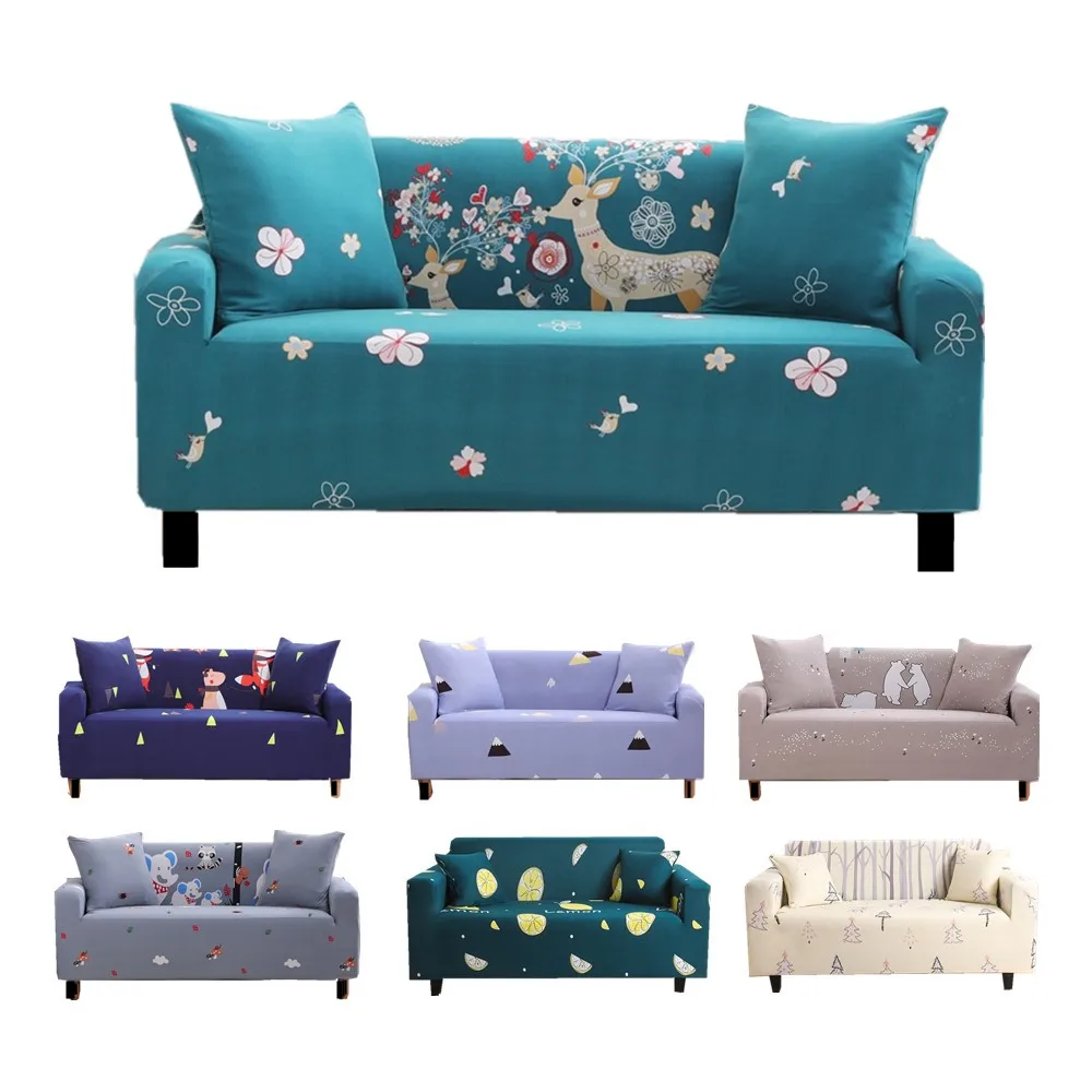 

Sofa Cover Elastic Cartoon Slipcover Adjustable Couch Cover for Funda Sofa Chaise Lounge Protected I Shape Armchair Cover