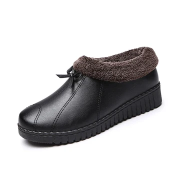 

Brand Shoes Women Snow Ankle Boots Warm Winter Shoes Short Plush Solid Black Brown Coffee Slip On Round Toe Fashion Boot Shoes