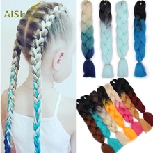 AISI BEAUTY, Синтетические длинные Омбре косички, огромные косички, вязанные волосы для наращивания, радужные косички волос, розовые, светлые, черные