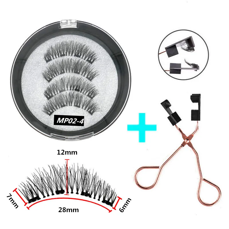3D Magnet Eyelashes 4pcs 5pcs Magnets Natural Thick Eyelashes Repeatable Makeup Slender False