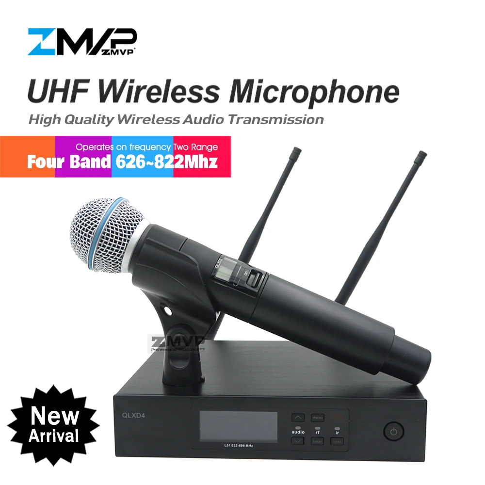 Профессиональная Беспроводная микрофонная система QLXD4 UHF с ручным передатчиком QLX BETA58A для сцены живого