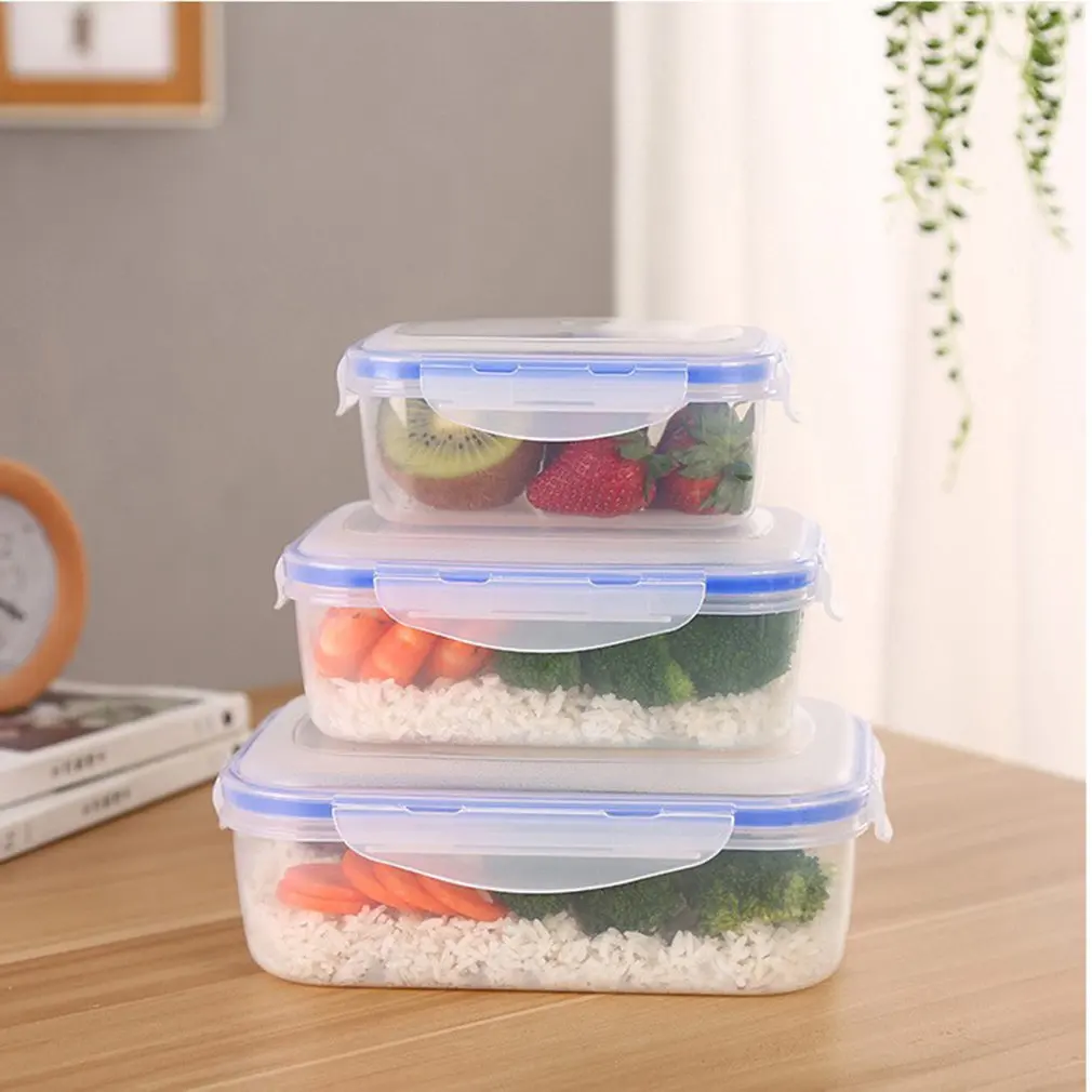 Kitchen Storage Box Storage Box Green Plastic Box Square Microwave Lunch Box Set Lunch Box Kitchen Supplies