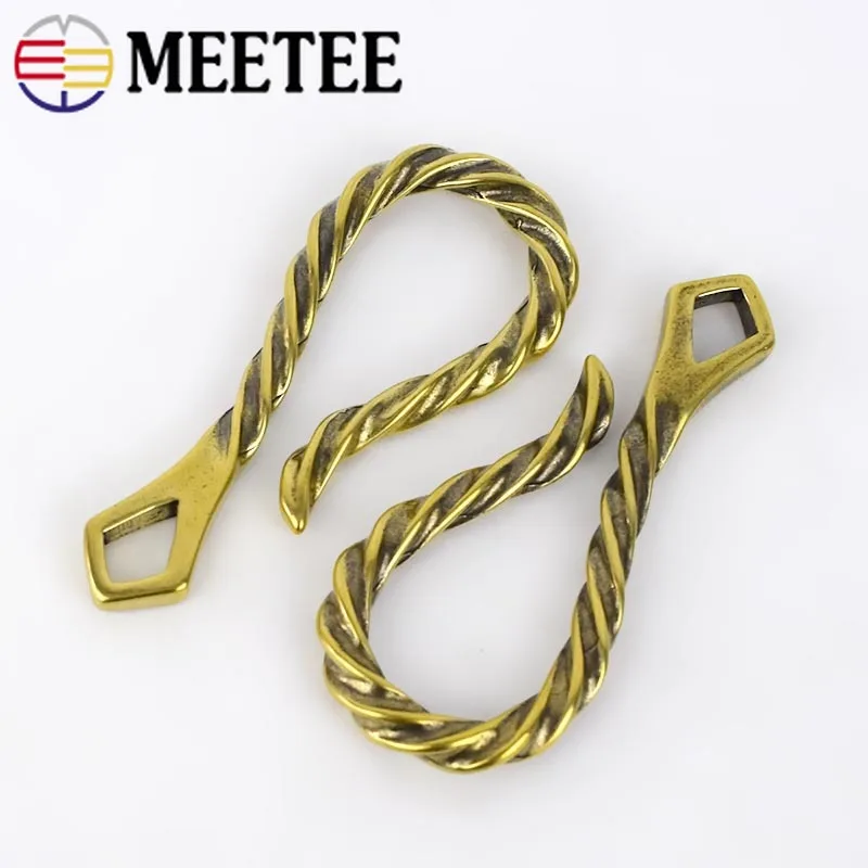 Meetee 1 шт. винтажный латунный витой крючок брелок пряжки сделай сам ручная работа