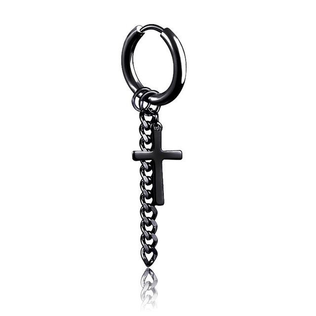 pair Punk Black Multiple Styles Stainless/Titanium Steel Stud Earrings For Men and Women Gothic Street Pop Hip Hop Ear Jewelry