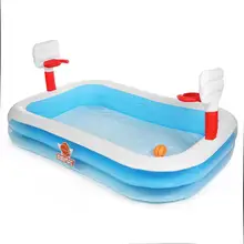 Home Outdoor Swimming Pool Children's Inflatable Pool Water Basketball Home Paddling Pool With 2 Inflatable Ball 254x168x102cm