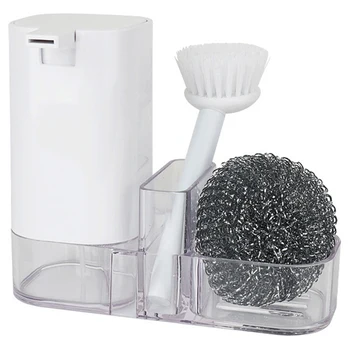 

Plastic Kitchen Sink Countertop Liquid Hand Soap Dispenser Pump Bottle Caddy with Storage Compartment - Holds and Stores